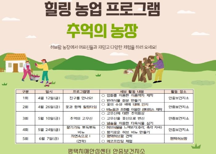 안중보건지소, 치매 환자를 위한 힐링 농업 프로그램 ‘추억의 농장’ 운영