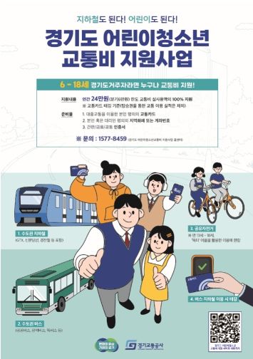 경기도 어린이·청소년 교통비 지원사업 포스터