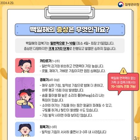 백일해 관련 안내문