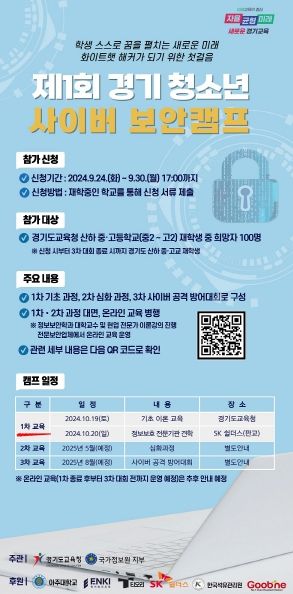 제1회 경기 청소년 사이버 보안 캠프 홍보물