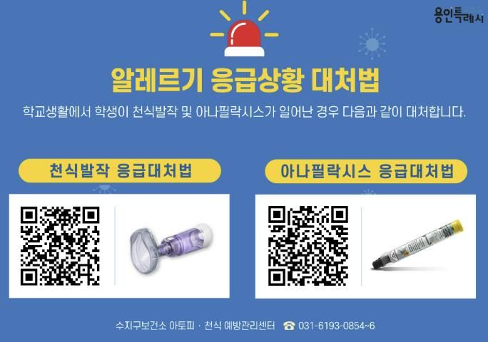 용인특례시가 지역내 미취학안동 관련 기관과 학교에 천식 응급 키트를 보급한다.