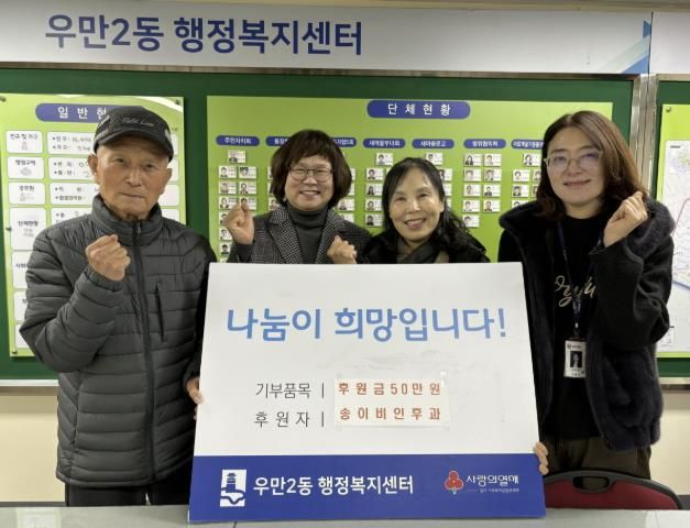 송이비인후과, 수원시 팔달구 우만2동에 관내 취약계층을 위한 후원금 50만원 기부