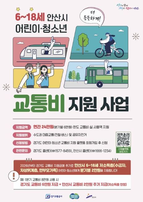 안산시 어린이‧청소년 교통비 지원사업 디지털 홍보자료