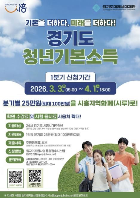 시흥시, 1분기 청년기본소득 신청 개시