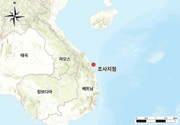 베트남 꽝응아이성 빈쩌우만 쩌우투언 해역 위치도